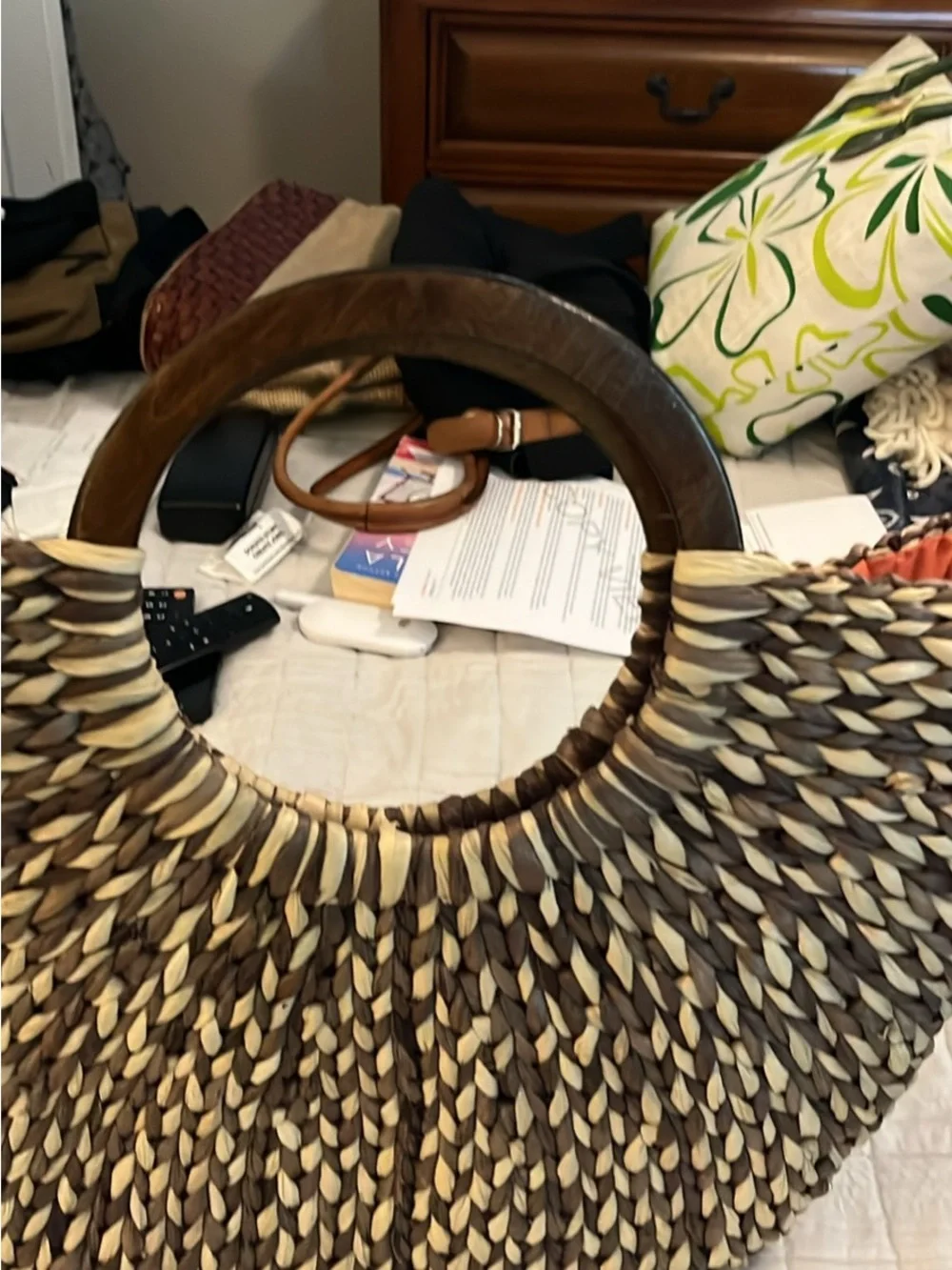 The Limited Two-Tone Braided Straw Tote with Wood Handles